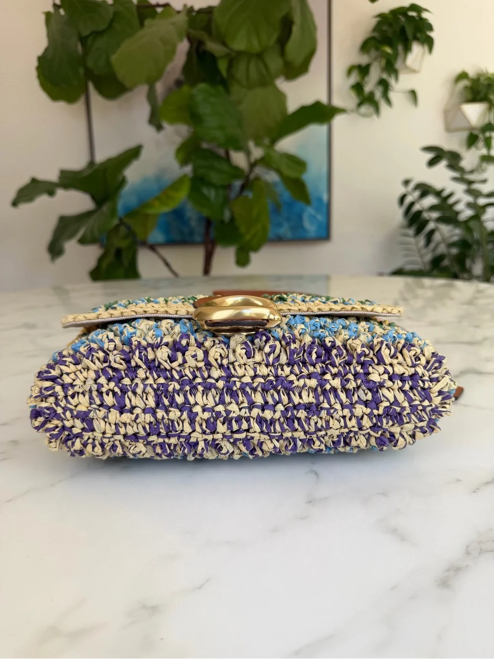 NWOT Coach Soft Tabby Shoulder Crossbody Bag Rainbow Woven Straw & Leather CJ640 - Picture 7 of 16